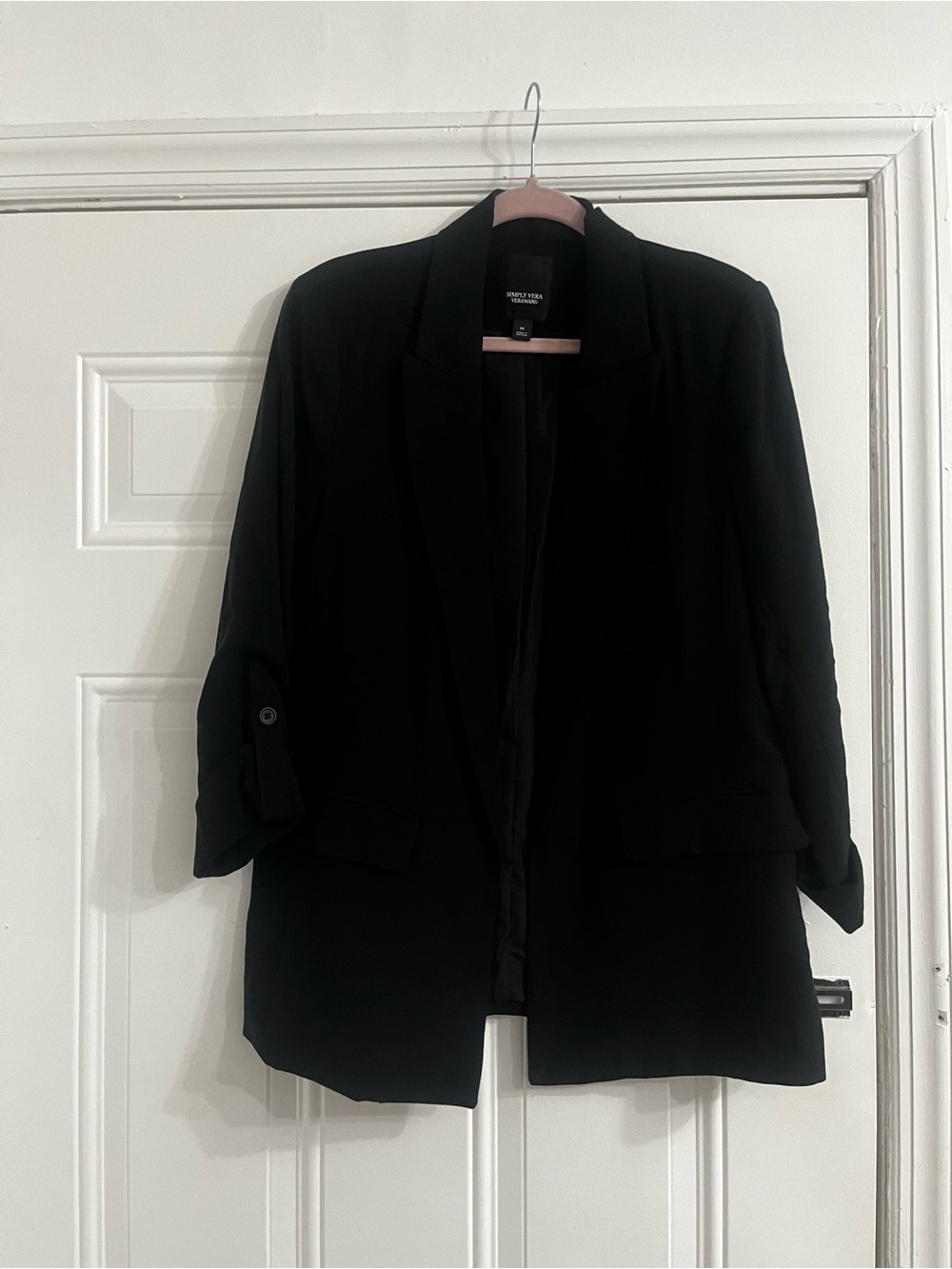 Vera Wang Black Open-Front Blazer